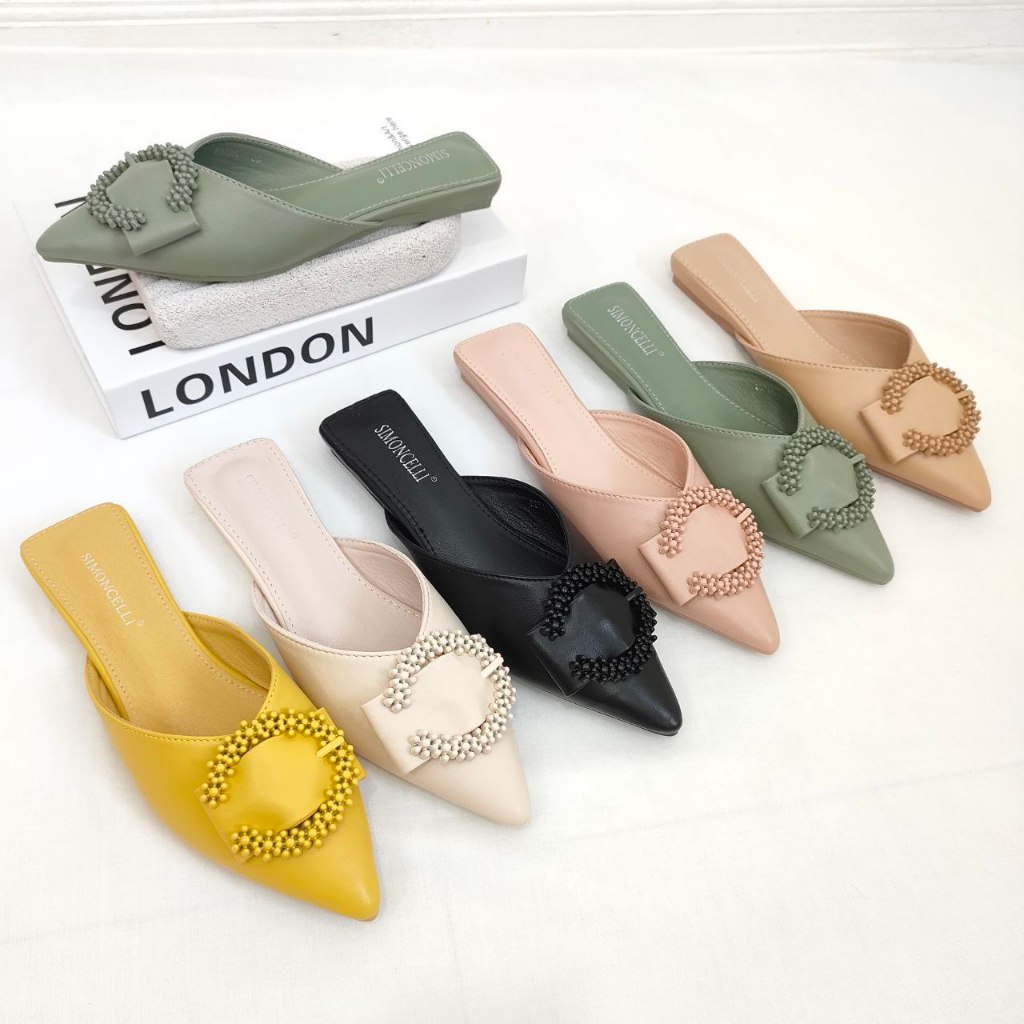 Simoncelli Sandal Flat Wanita | Sandal Wanita | Sandal Korea | Sandal Kerja Hitam | Sandal Pesta | S
