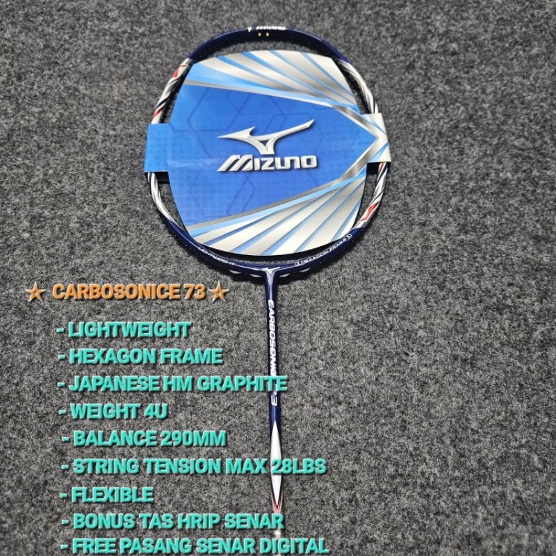 RAKET BADMINTON MIZUNO CARBOSONIC 73 100% ORIGINAL