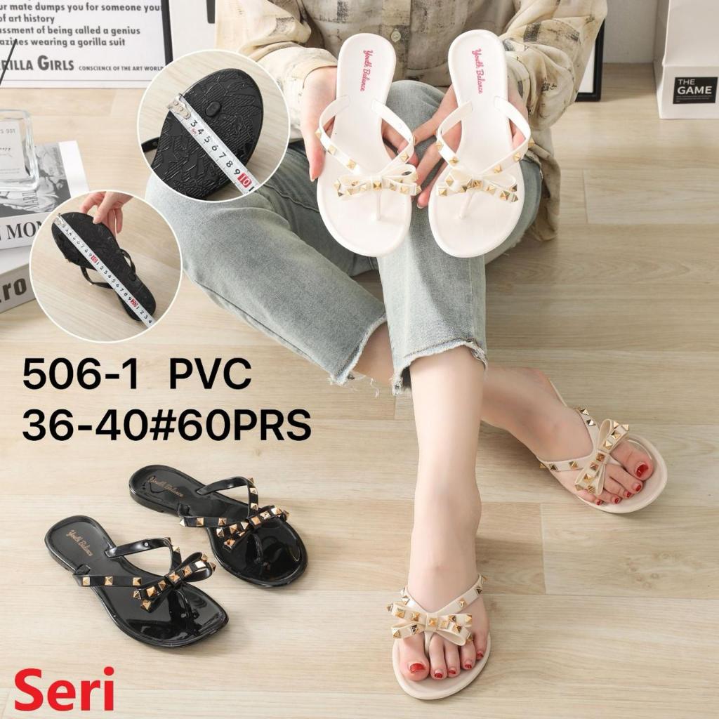 Sandal Jepit Pita Studded Wanita Jelly Sandal Jepit Ribbon Balance 506-1
