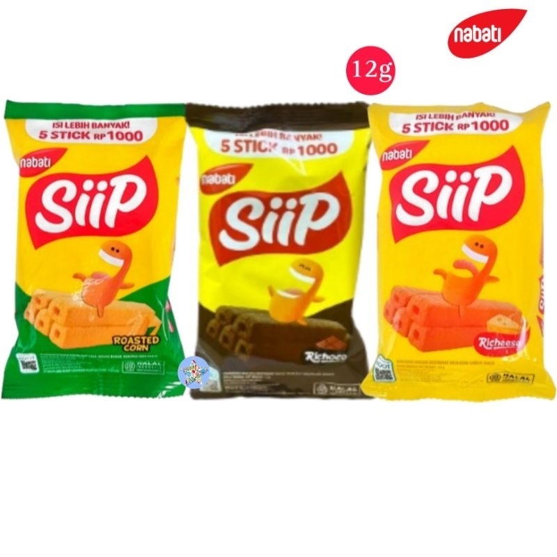 

Nabati Siip Richoco / Richeese Rasa Keju/ Cokelat 5 Stick Snack 12gr