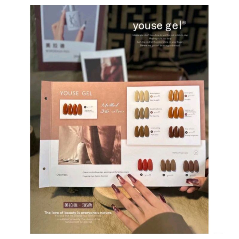Youse caramel series 36 warna free display kutek gel set