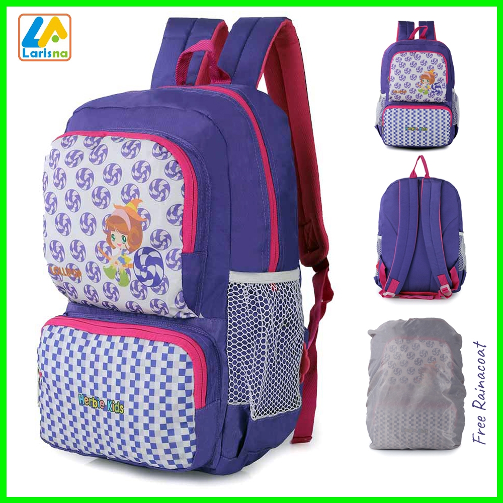 TAS SEKOLAH ANAK SD PEREMPUAN WARNA UNGU TAS RANSEL SD UNGGU TAS GENDONG ANAK SD -  BACKPACK ANAK SD