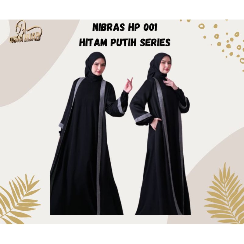 Baju gamis nibras / nibras HP 001 / gamis manasik / gamis hitam / gamis kondangan
