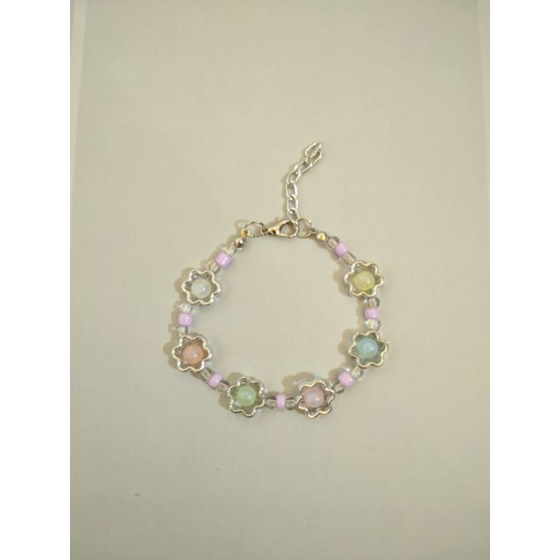 Gelang Manik Ring Pandora Bunga Cute Flower Beads Bracelet