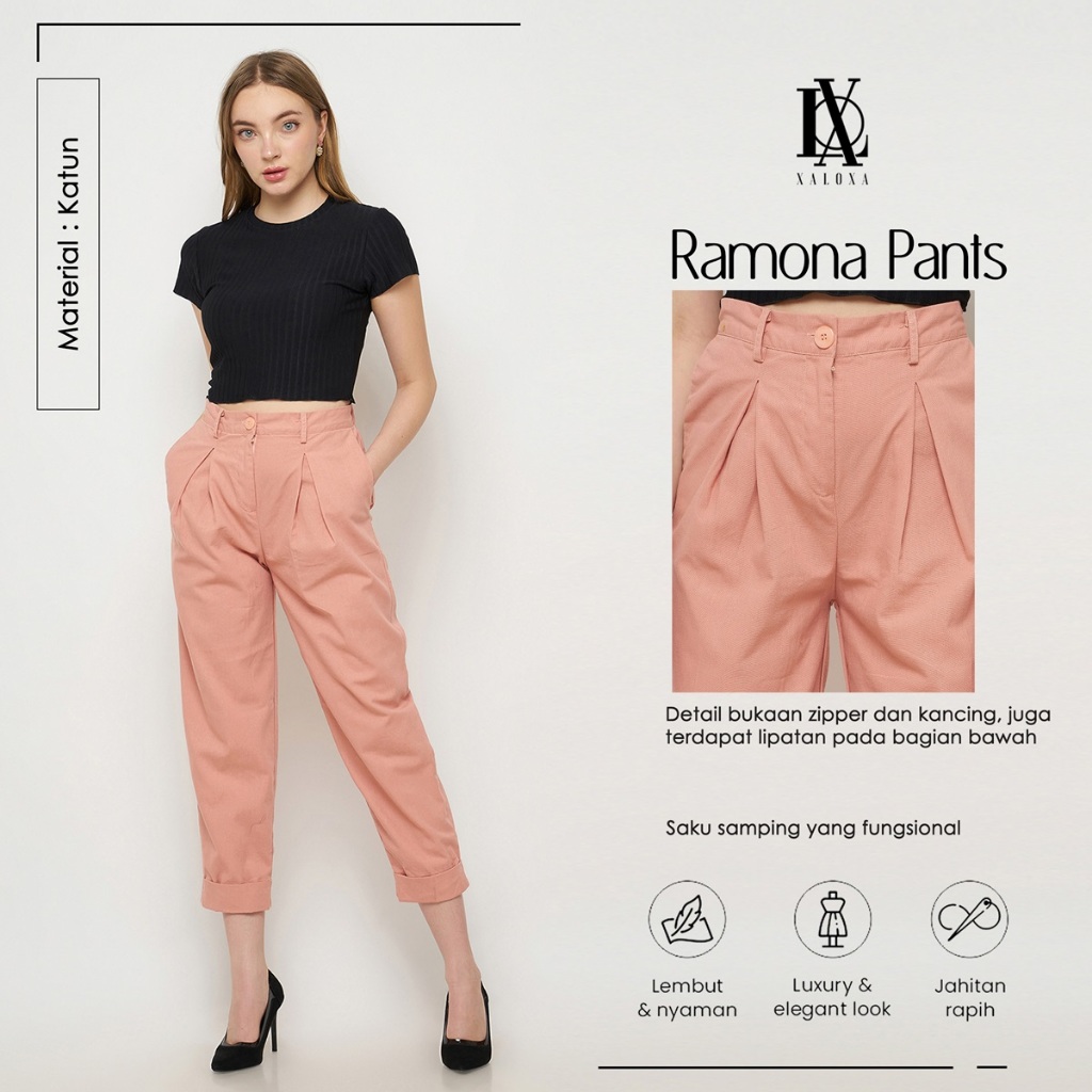 XALOXA RAMONA PANTS | Celana Panjang Wanita Bahan KATUN | Size Reguler