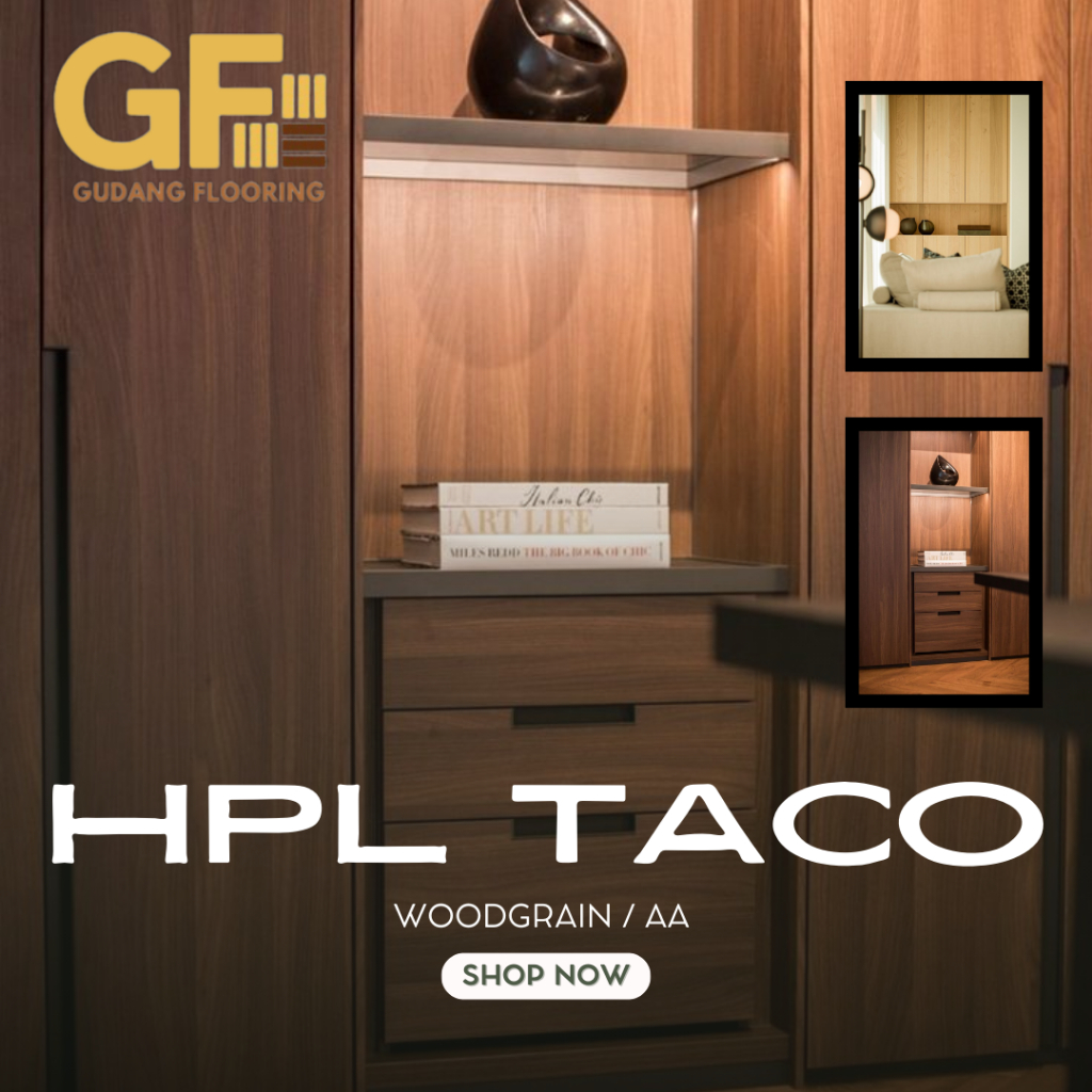 HPL Taco Woodgrain Tipe AA/B/H / Pelapis meja Furniture HPL kayu Triplek