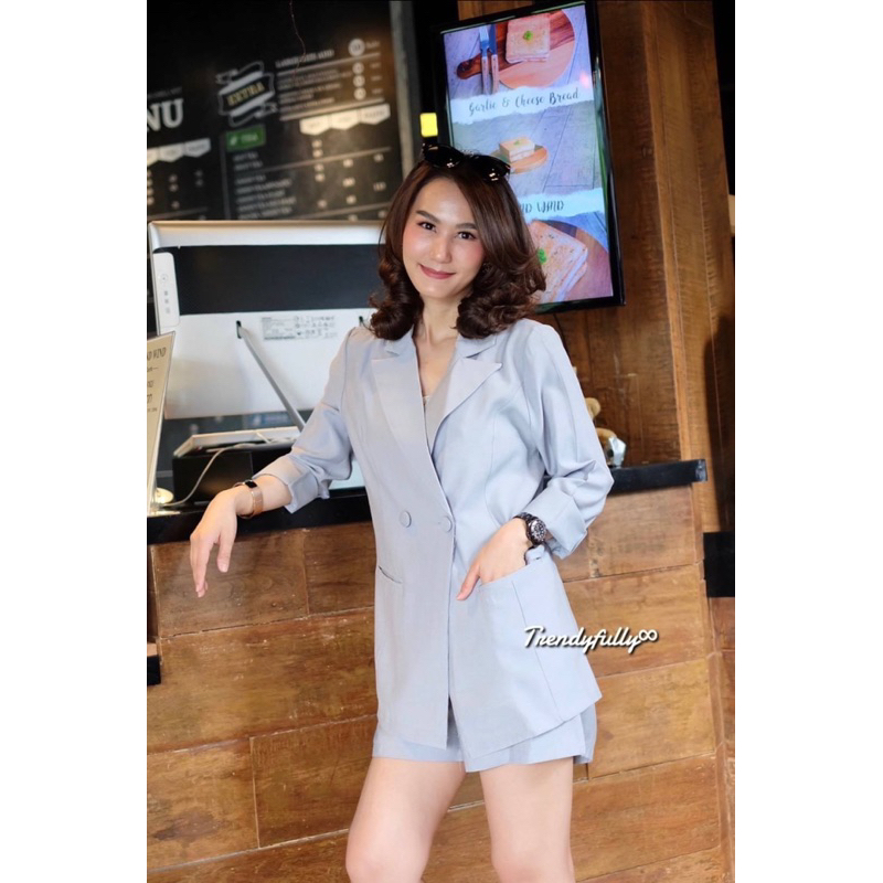 SET BLAZER WANITA + CELANA PENDEK IMPORT BKK C648