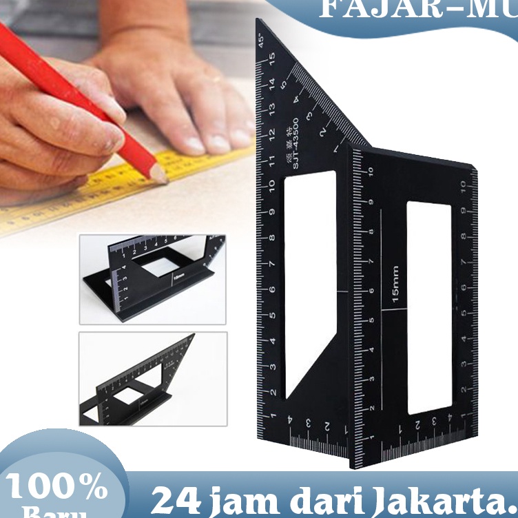 

KODE O85T Penggaris Segitiga Siku Marking Ruler 3D Alumunium Mitre Angle Speed Square Busur Derajat Gauge Framing