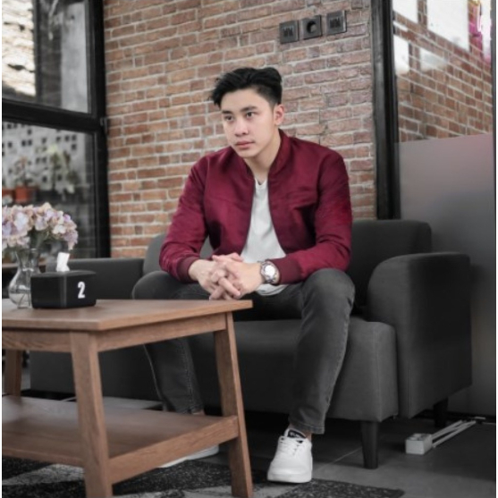 Brofash - Jaket Bomber Kulit Suede Pria Cowok Dewasa Original Distro Jumbo Keren Marun Premium