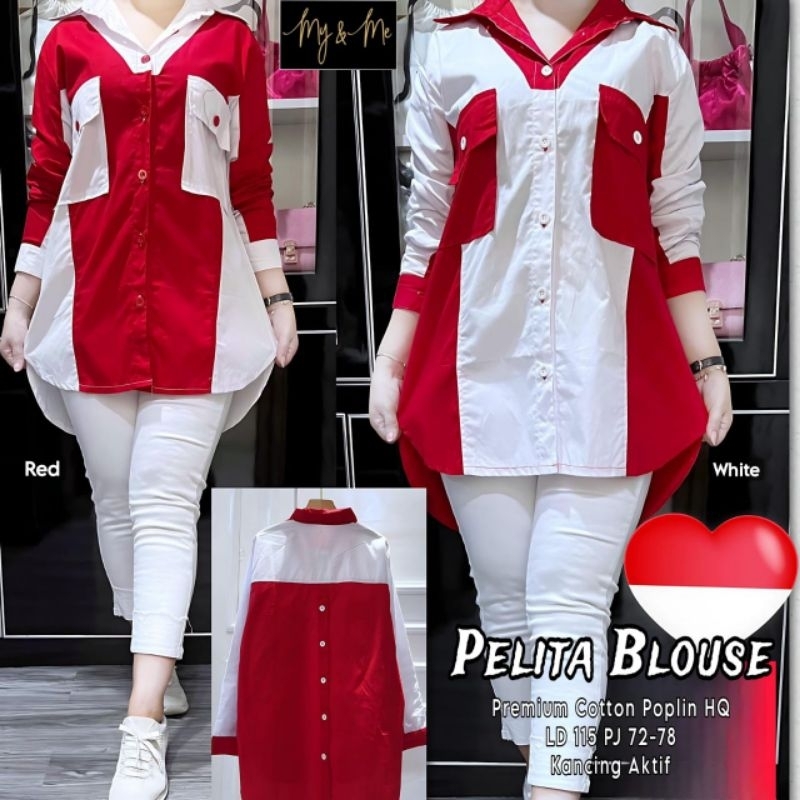 NEW BLOUSE/TUNIK MERAH PUTIH 17 AGUSTUS LD 110CM KATUN BESTSELLER