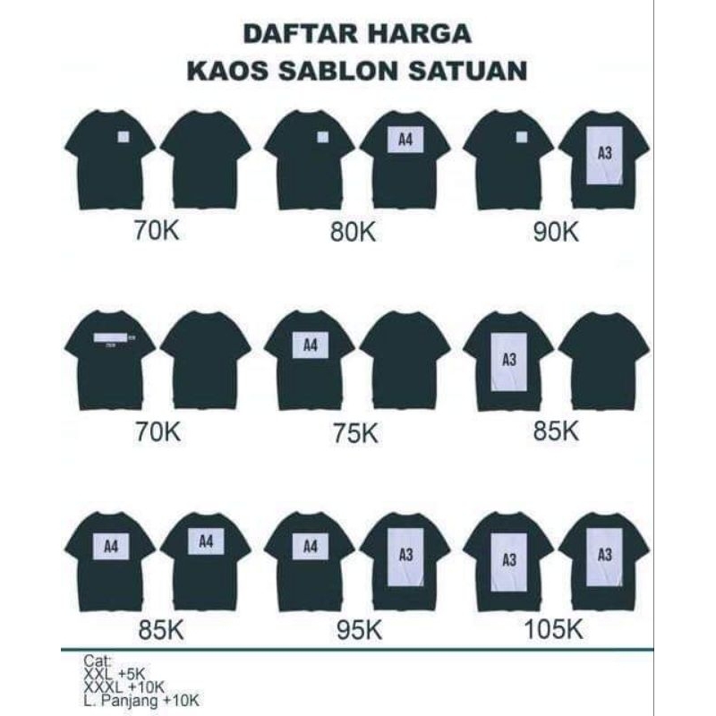 kaos custom sablon A3