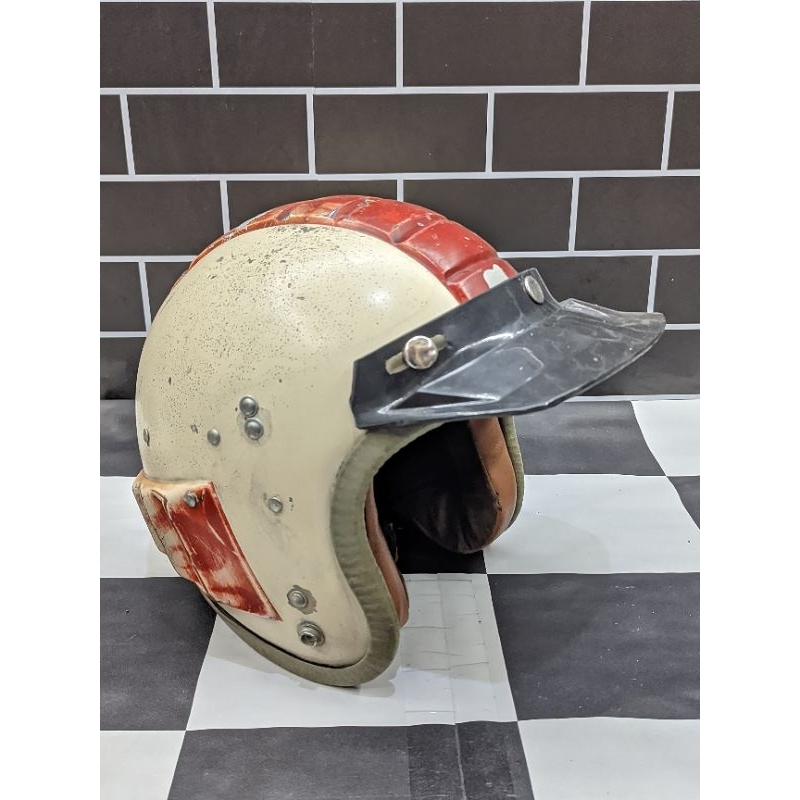 HELM JADUL HELM ROBOT ORIGINAL GADING WARNA HELM CREAM MERAH