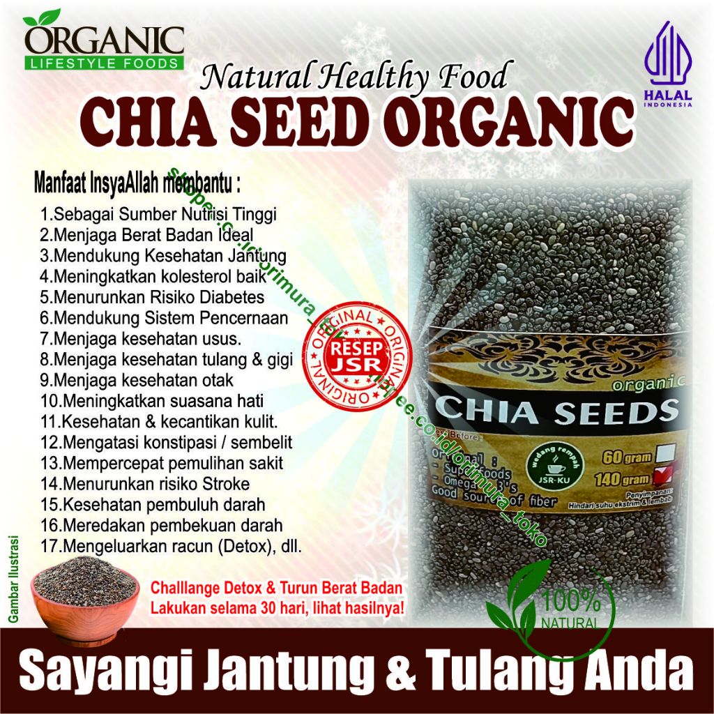 

CHIA SEED ORGANIC >> Original / Premium - Natural Healthy Food : 60 gram & 140 gram