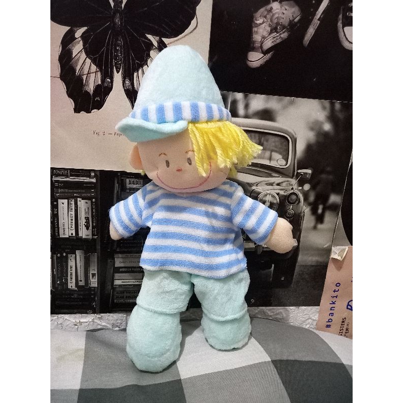 Boneka Anak Cowok Bertopi rambut wool preloved