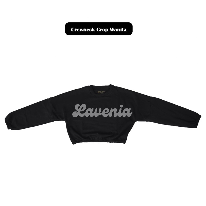 RB Lavenia - Crewneck Sweater Crop Basic Hitam Polos Wanita Korean Cotton Fleece