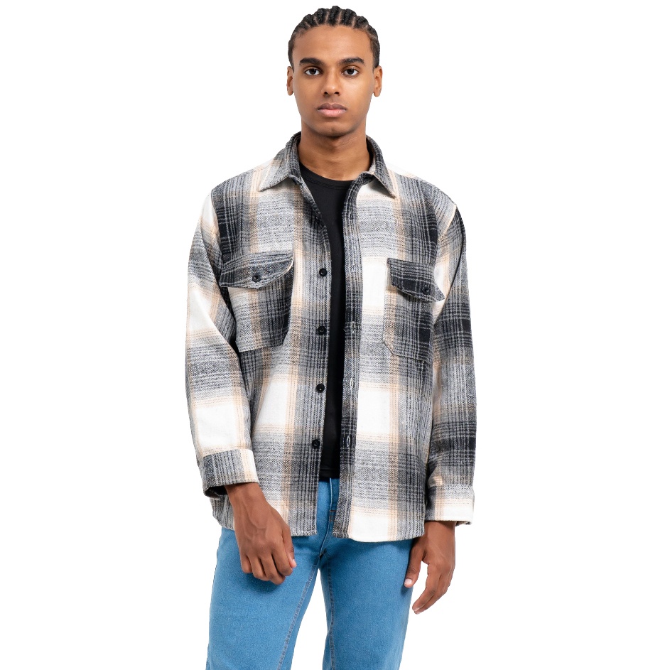 Sale Ribsgold Jaket Pria Set Flanel Lengan Panjang Nyaman Outer Tebal Casual