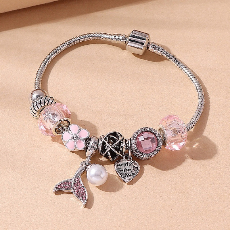 (BELI 2 DAPAT BONUS) Magic jewels P12 Gelang Pandora Charms bracelet gamora dayung pink hati titaniu