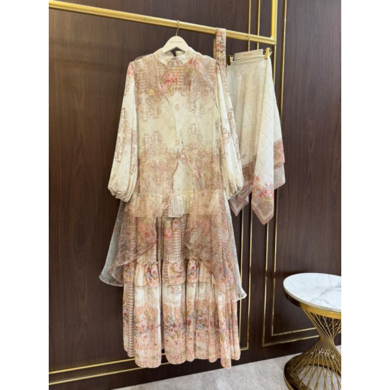 Set Dress Tingkat Flower +Cardi by Shellasaukia