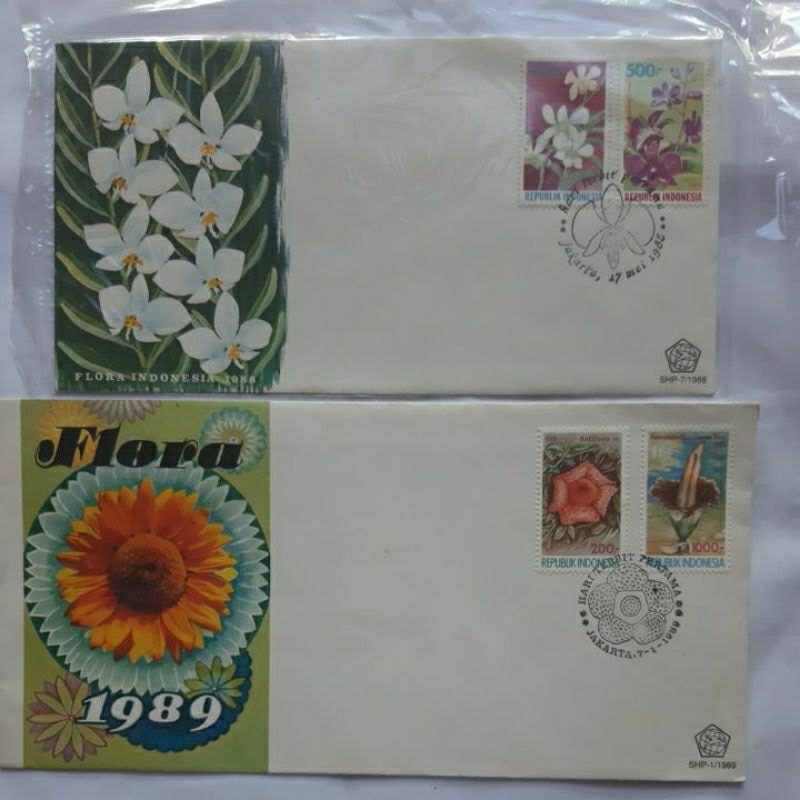 

Perangko SHP seri Flora 1988 dan 1989 set 2 sampul prangko