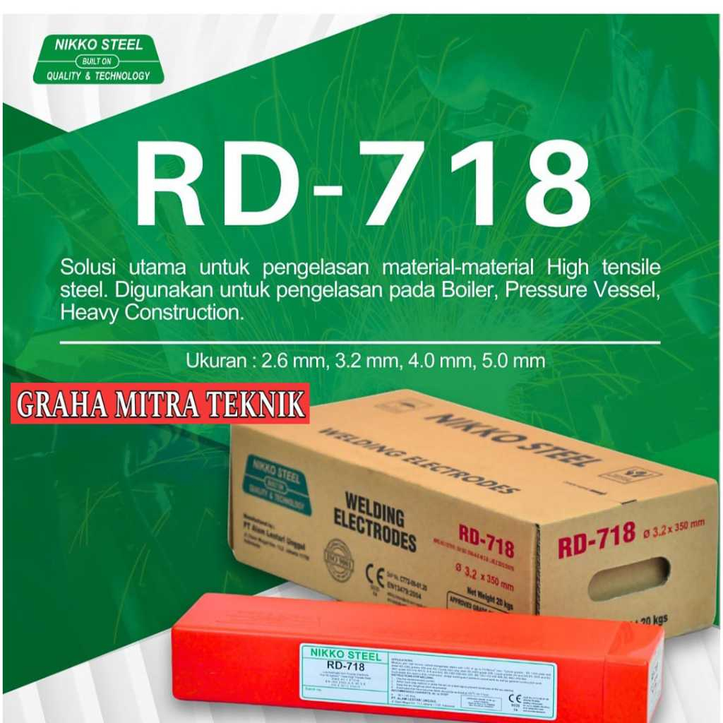 Kawat Las NIKKO RD 718 2,6MM 3,2MM 4,0MM 5,0MM ( BOX ISI 5KG)