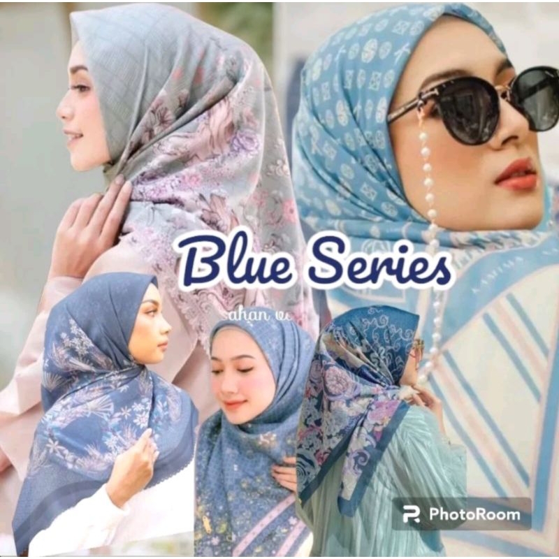 Hijab Segi Empat Motif Warna Biru/Navy/Sky Blue/Biru Muda/Biru Tua