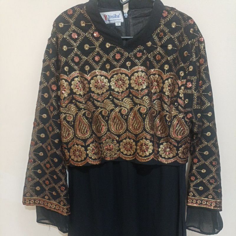 GAMIS PESTA HITAM BLIK2  GOLD