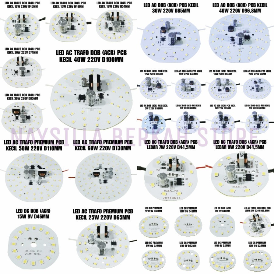 PCB LED AC ACR DAN PREMIUM 3W SD 60W LENGKAP - PCB LED DC - PCB LED TRAFO - LED AC 3W - LED AC 5W - 