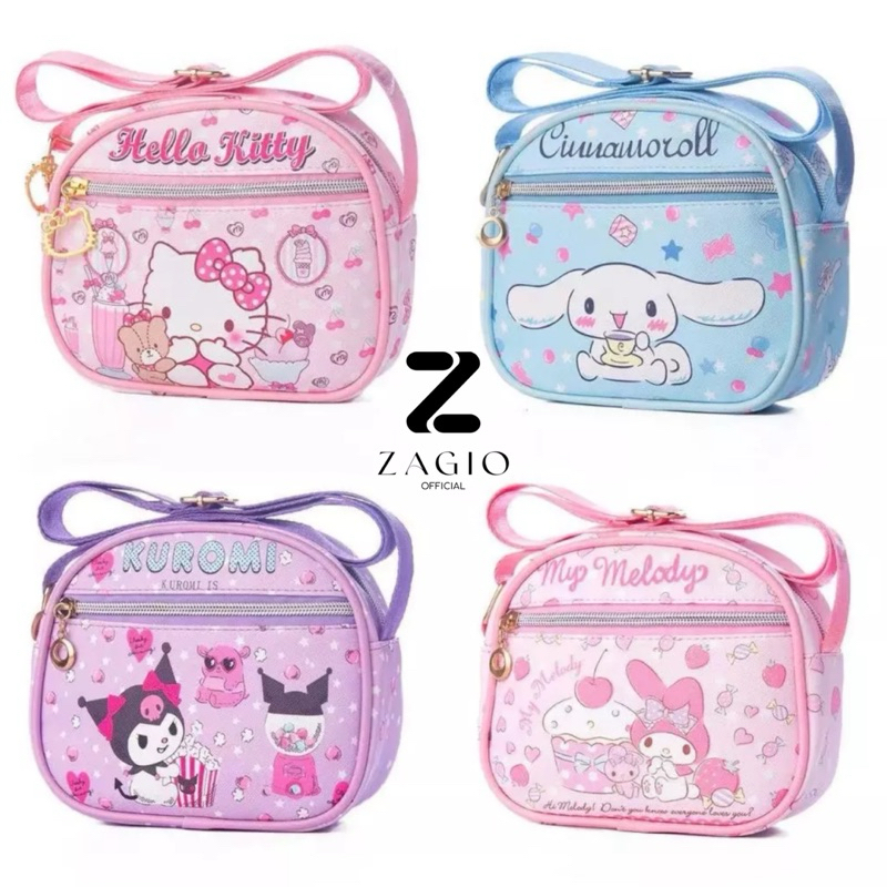 Tas Selempang Anak Perempuan Import Tas Sanrio Mini Karakter Kuromi Cinnamoroll Melody Tas Jalan Jal