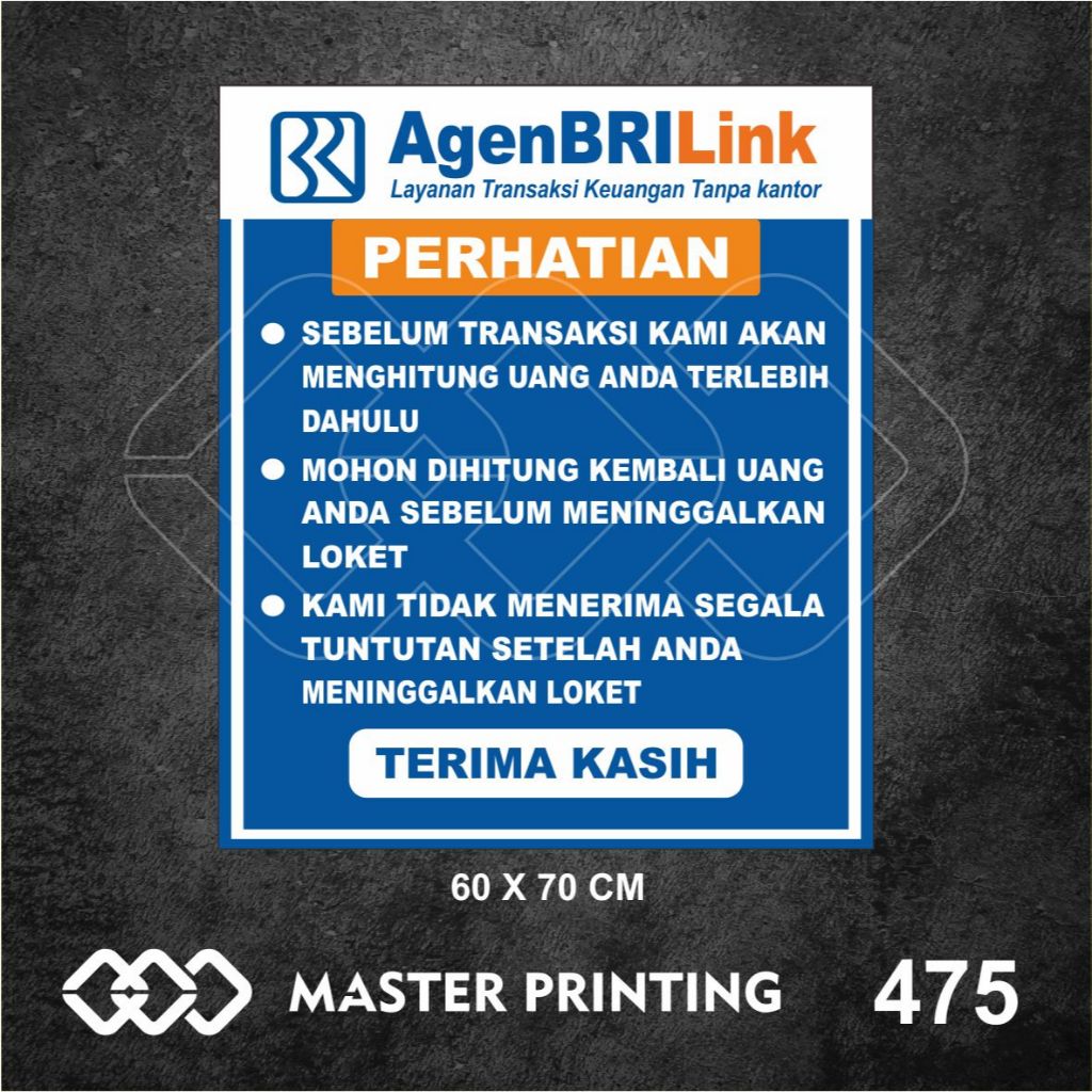 

475 - Stiker Agen BRI Link, Custom, Sticker Vinyl, Premium, Tahan Air, Termurah, dan Bisa Custom
