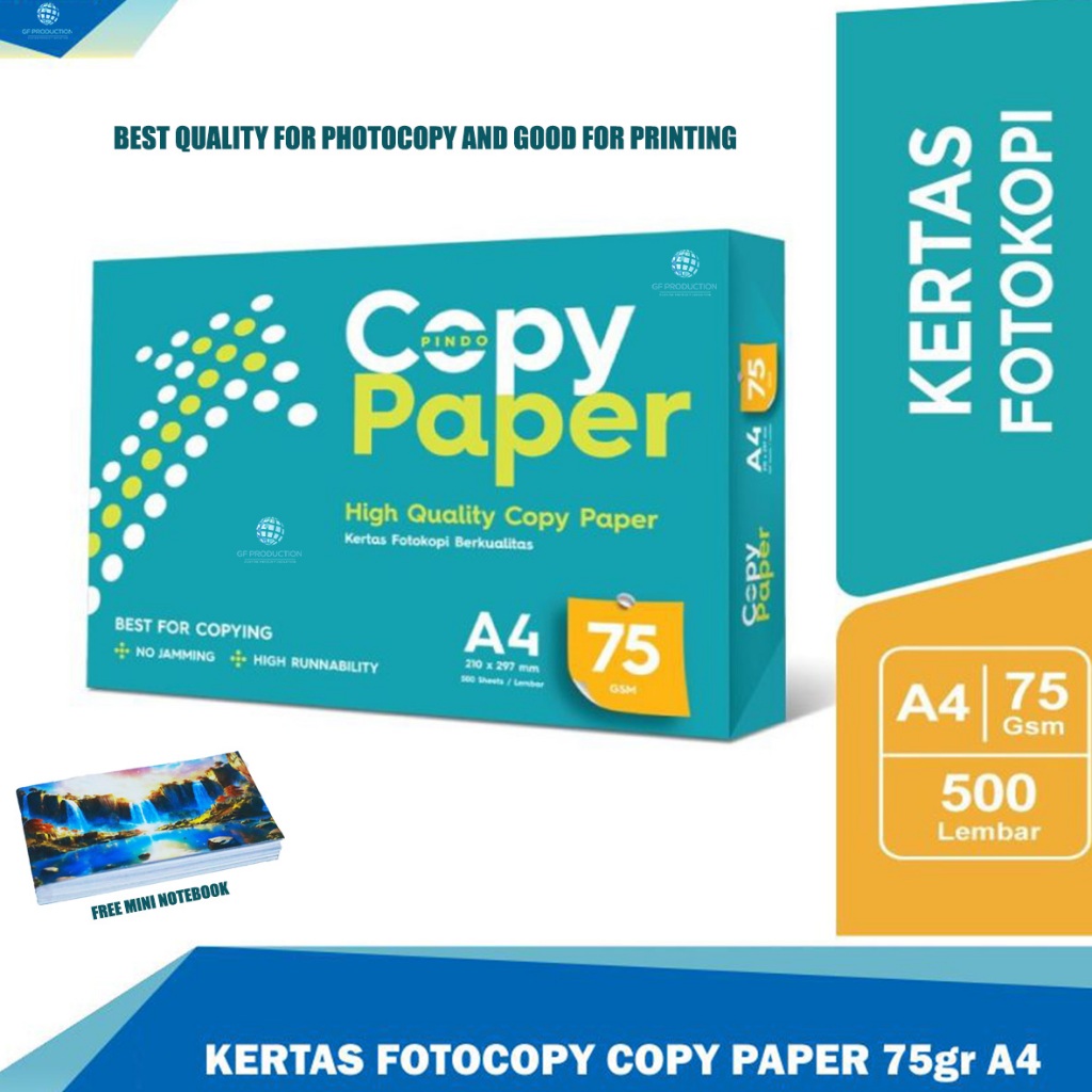 

Copy Paper A4 75gr / Kertas HVS Print Fotocopy A4 75gsm / Kertas A4 75 gr Copy Paper 1 Rim / Kertas A4 1 RIM (29,7 x 21 cm)