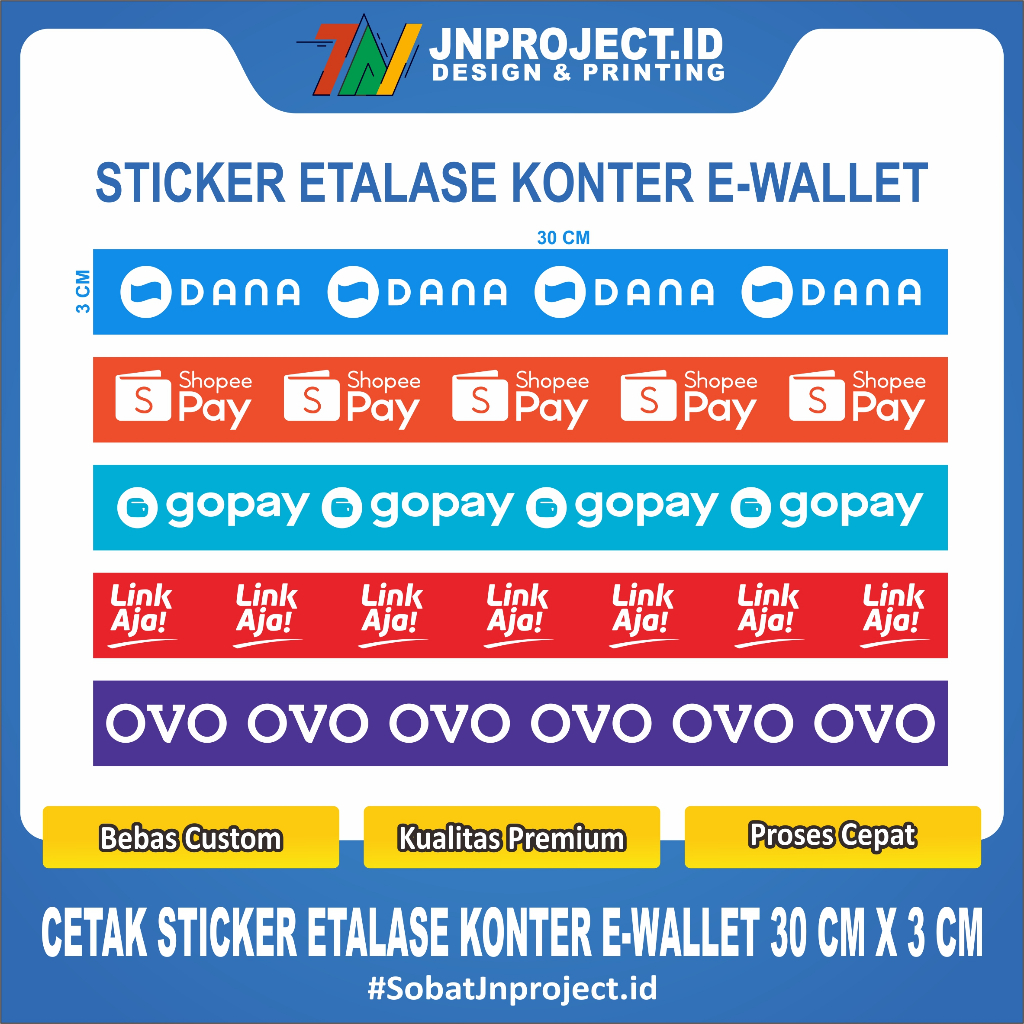 STIKER ETALASE KONTER E WALLET | TERBARU | MINIMAL ORDER 15 PCS | STIKER E-WALLET | STIKER KONTER | 