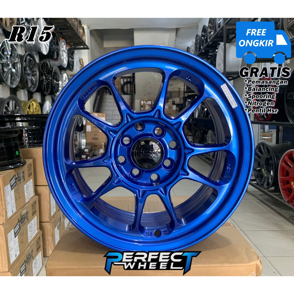 Velg Racing Hsr DL 4254 Ring 15 Offset 42 Blue Velg Mobil R15 untuk Sirion Ayla Futura Galant