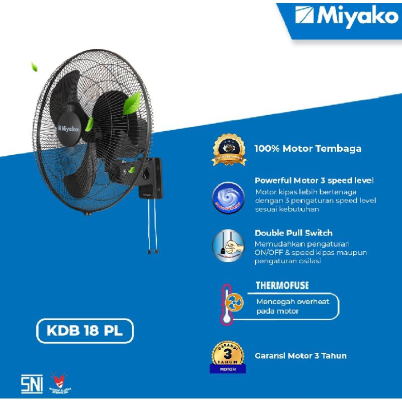 Kipas Angin Dinding Besi Miyako 18 Inchi KDB-18 PL/GB