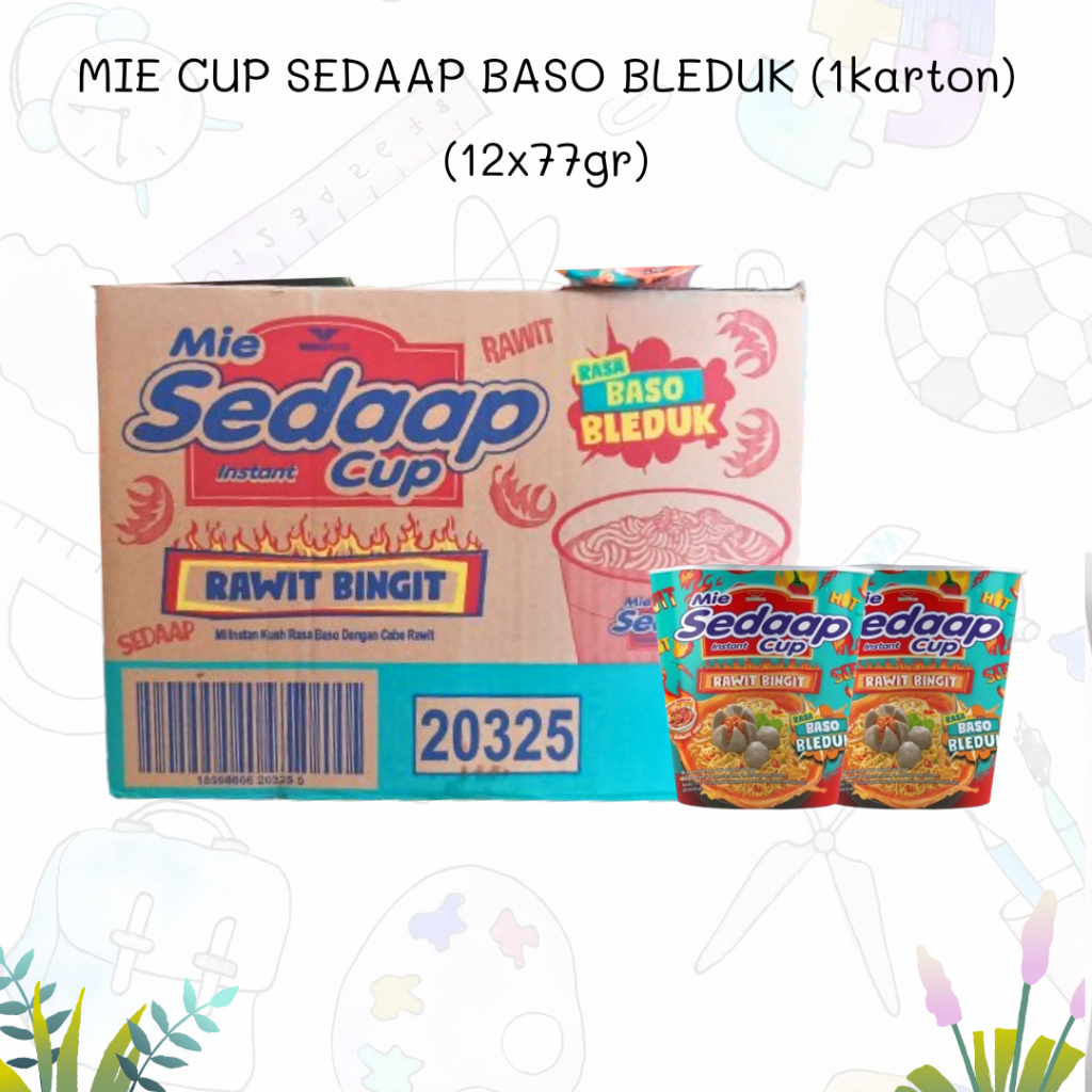 

Sedaap Mie Cup Rasa Baso Bleduk 12x77gr (1karton)