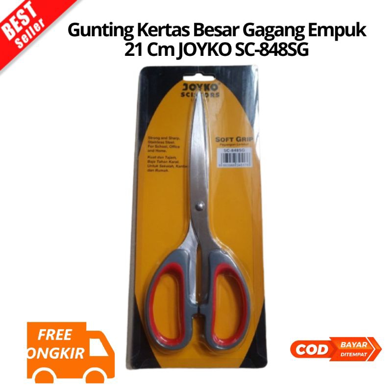 

[JK] BAYAR DI TEMPAT Gunting Kertas Besar Gagang Empuk 21 CmJOYKO SC-848SG Soft Grip - SC-848SG /PCS