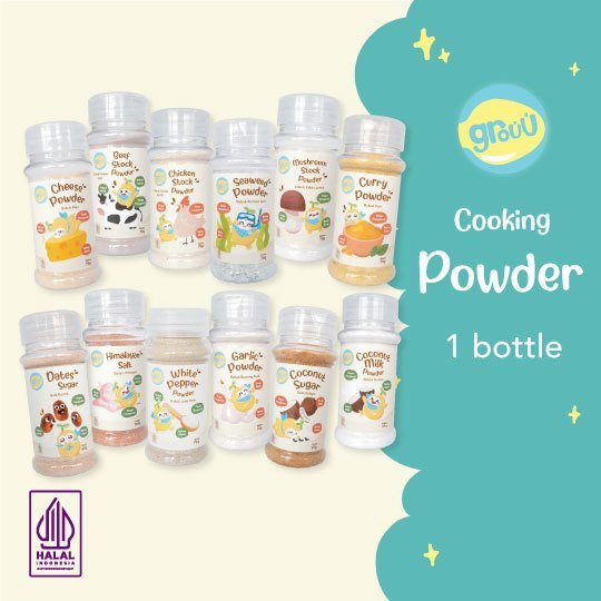 

Grouu - Cooking Powder / Bubuk Masak MPASI (Bawang Putih, Keju, Kaldu Sapi, Rumput Laut, Kari, Kaldu Jamur, Gula Kelapa, Garam Himalaya)