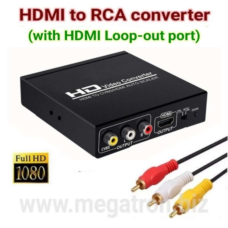 HDMI to RCA CVBS Converter (dengan HDMI Loop Out)