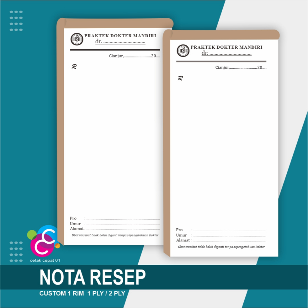

Blangko Buku Nota Resep Pemeriksaan