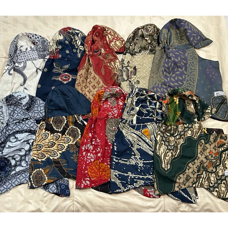 MOTIF BATIK 12) Topi Mancing Kerpus Proyek Welding Pelindung Wajah Motif Batik Paket 12 Pcs 12) TOPI