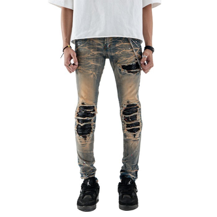 Denimitup M1 Tri Leather Jeans Vintage Monett