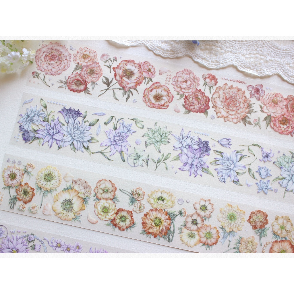 

(Kiricart) Ziyuansu Peony Flower PET Tape Sticker DIY Scrapbook Journal