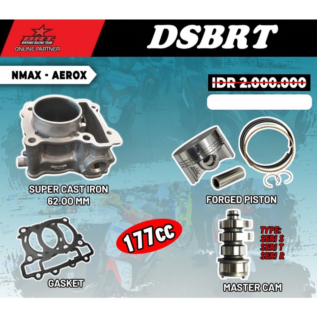 Paket Bore Up Touring BRT NMAX AEROX LEXI WR 155 R15 VVA MT 15 XSR 155 Blok & Master Cam Noken As BR