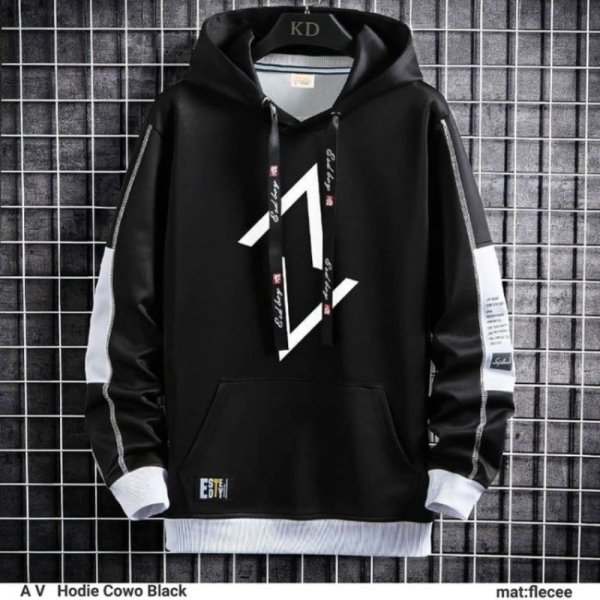 fleece Sweater Fashion Pria / Hoodie Hitam Berkualitas premium Outerwear pria / - AV tebal Promo