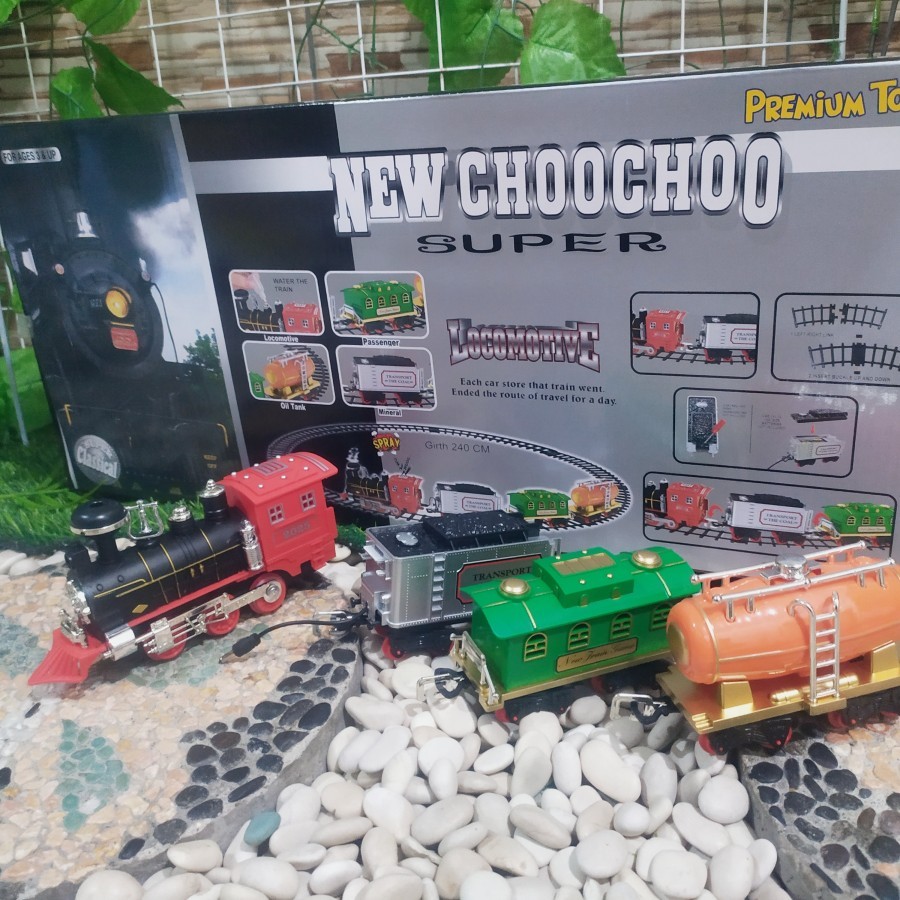 Mainan set kereta api chocho new premium keluar asap besar anak
