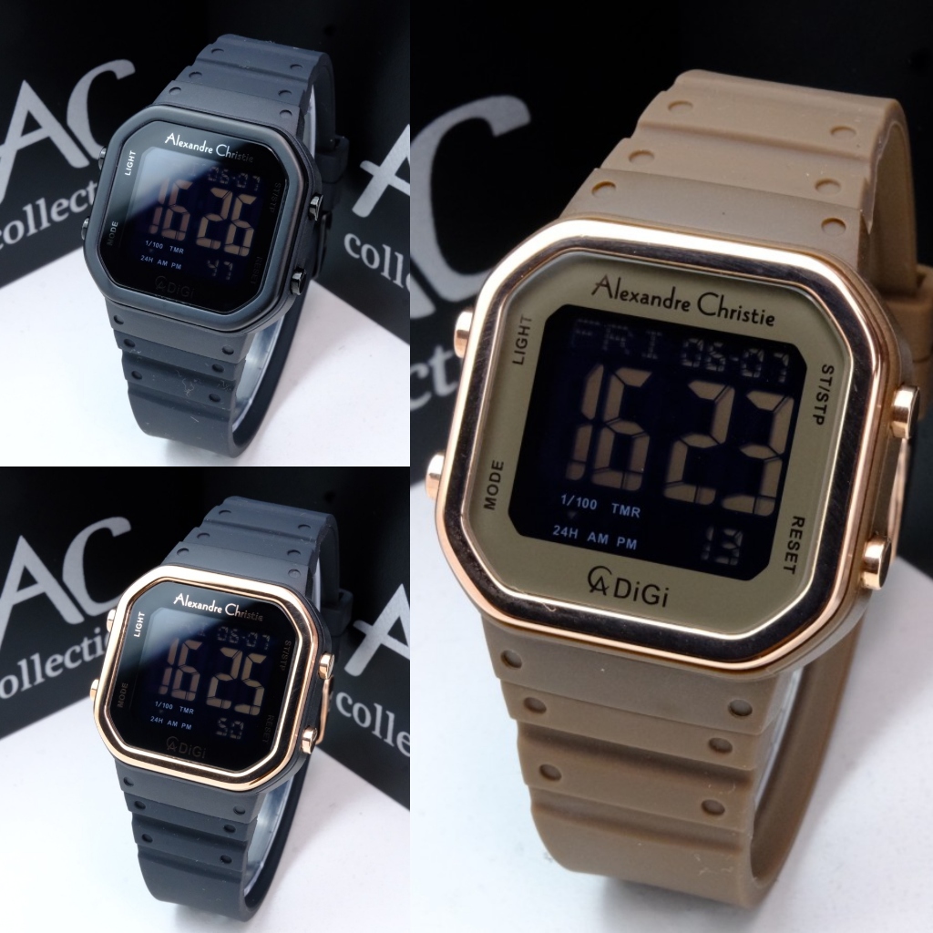 JAM TANGAN WANITA ALEXANDRE CHRISTIE 9347 AC9347LHR DIGITAL BLACK ORIGINAL