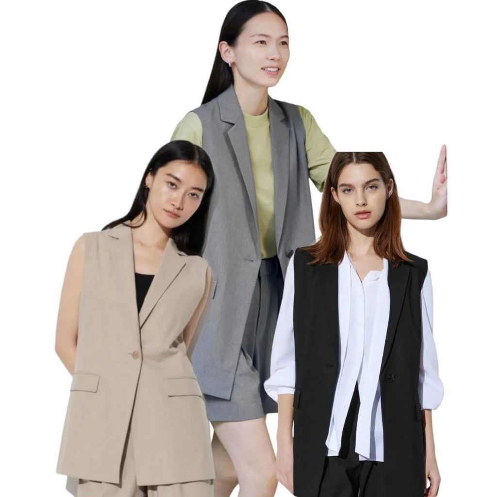 Blazer Vest Wanita Uniqlo Sleeveless Blazer Jacket
