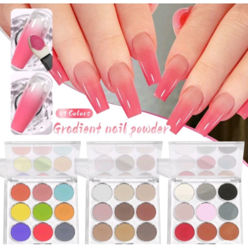 Misscheering ombre pallet powder set for nail gel polish 9warna