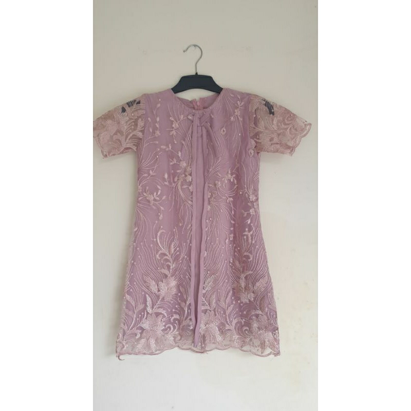Dress brokat anak dusty pink LIKE NEW