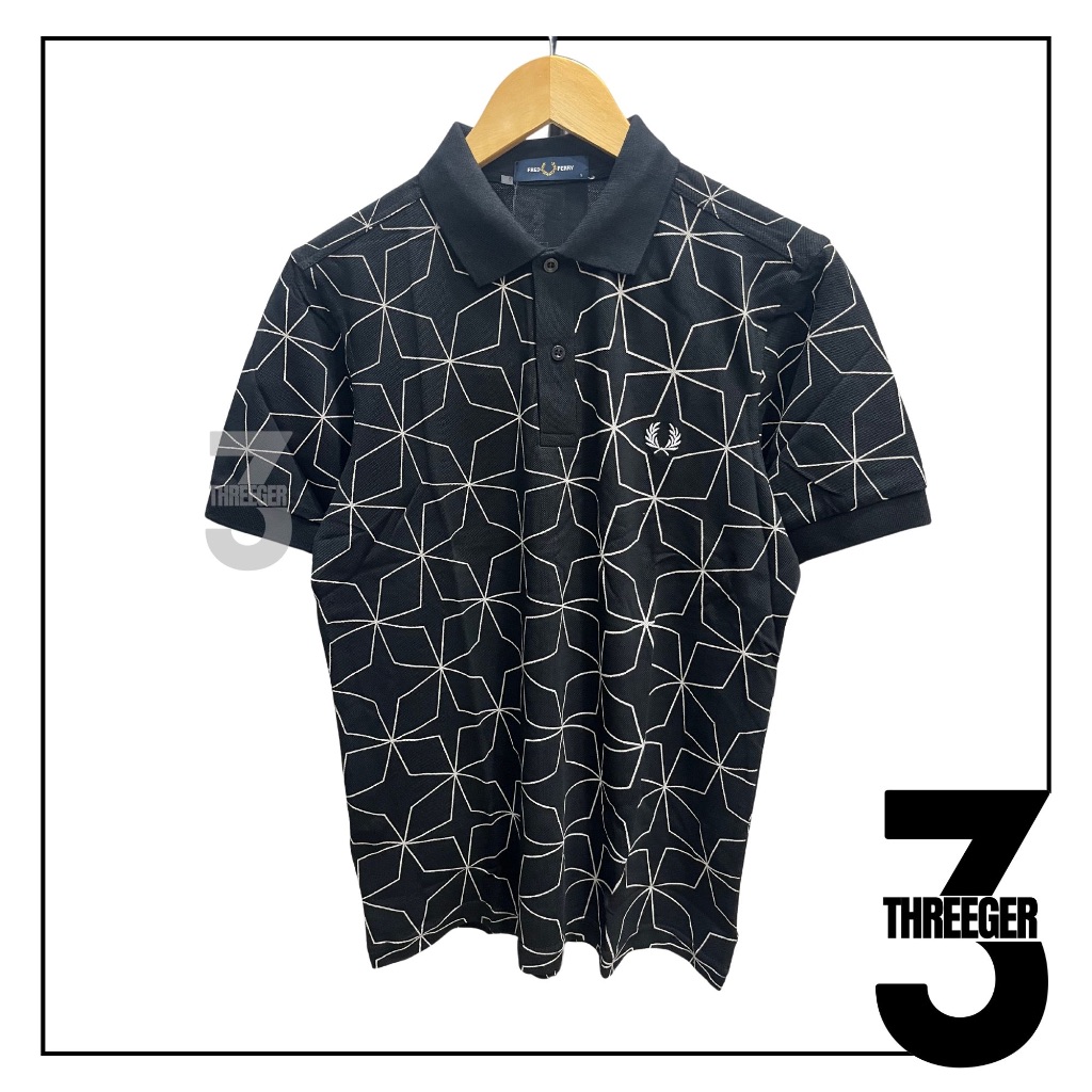 Fred Perry Light Geometric Polo Black Original / Polo Fred Perry Original