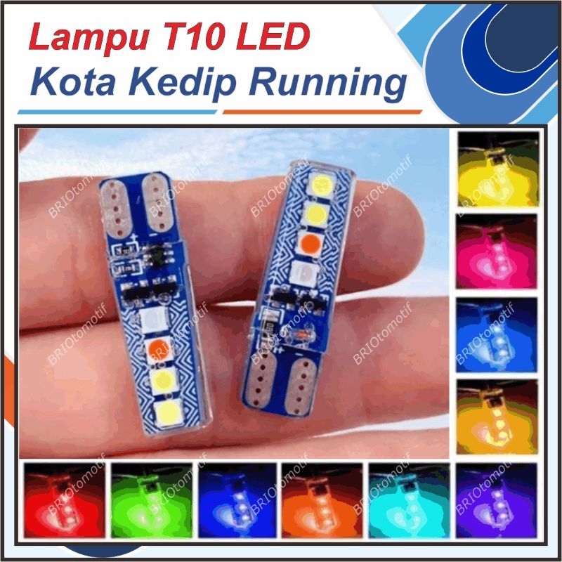 LAMPU SENJA LED KOTA RGB WARNA WARNI PELANGI T10 TANCAP RAINBOW 8 TITIK MATA PLAT NOMOR KABIN SPION 